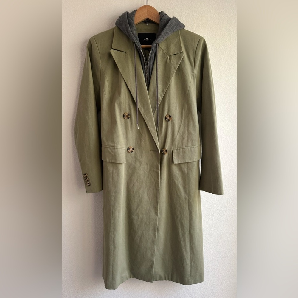 NWT 7 For All Mankind Olive Trench Coat Sz Small